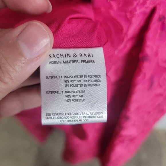 Sachin & Babi Ashley Brocade Midi Dress Pink Glitter Pockets Lined Prom Formal - Picture 11 of 16